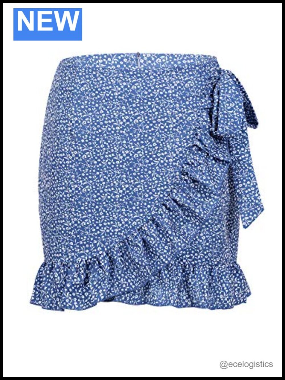 Falbala Irregular Print Lace-Up Mini Skirt High Rise Ruffle - Picture 3 of 5